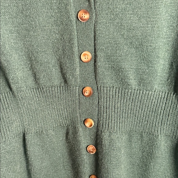 Green Button-Up Sweater Dress - Picture 4 of 5